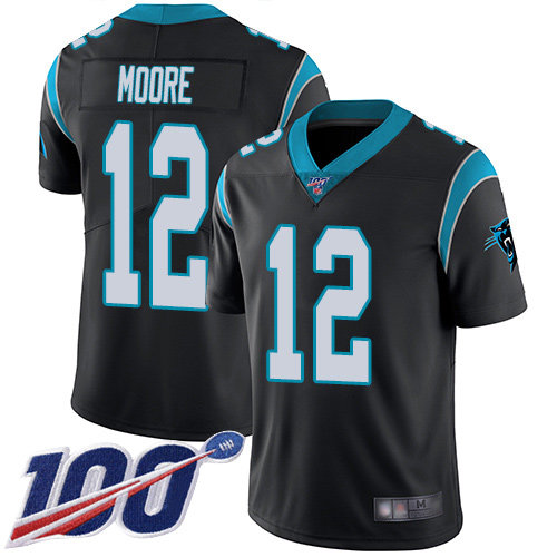 Nike Panthers #12 DJ Moore Black Team Color Men’s Stitched NFL 100th Season Vapor Limited Jersey