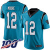 Nike Panthers #12 DJ Moore Blue Men’s Stitched NFL Limited Rush 100th Season Jersey