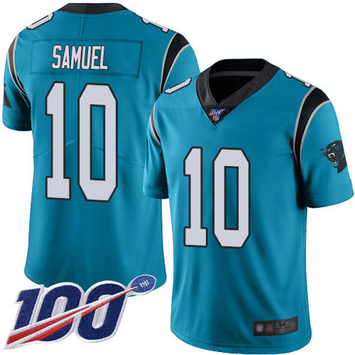 Nike Panthers #10 Curtis Samuel Blue Alternate Men’s Stitched NFL 100th Season Vapor Limited Jersey