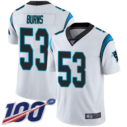 Nike Panthers #53 Brian Burns White Men’s Stitched NFL 100th Season Vapor Limited Jersey