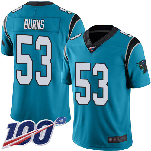 Nike Panthers #53 Brian Burns Blue Alternate Men’s Stitched NFL 100th Season Vapor Limited Jersey