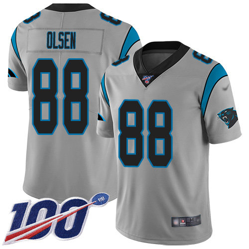 Nike Panthers #88 Greg Olsen Silver Men’s Stitched NFL Limited Inverted Legend 100th Season Jersey