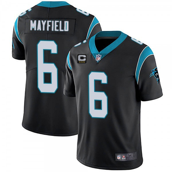 Men’s Carolina Panthers 2022 #6 Baker Mayfield Black With 3-star C Patch Vapor Untouchable Limited Stitched Jersey