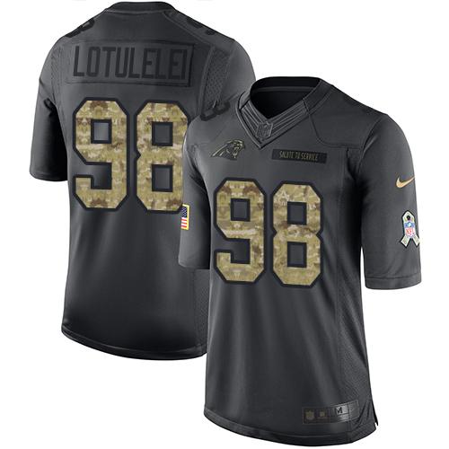 Nike Panthers #98 Star Lotulelei Black Men’s Stitched NFL Limited 2016 Salute to Service Jersey