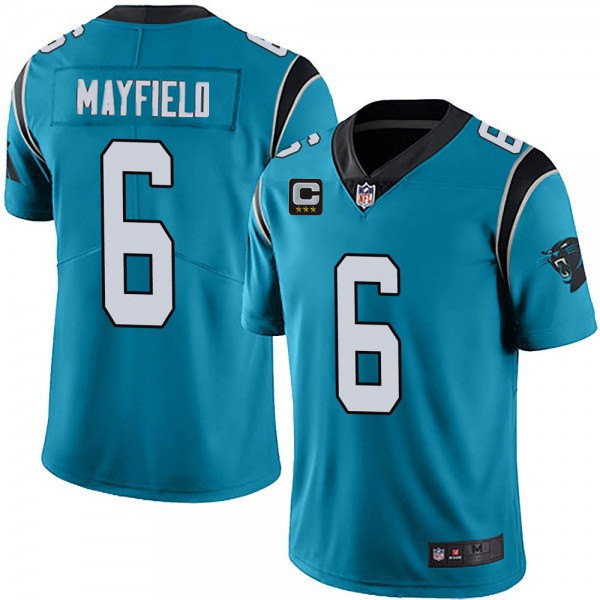 Men’s Carolina Panthers 2022 #6 Baker Mayfield Blue With 3-star C Patch Vapor Untouchable Limited Stitched Jersey