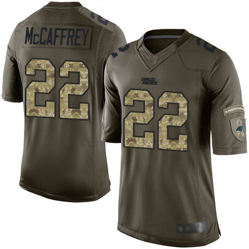 Panthers #22 Christian McCaffrey Green Men’s Stitched Football Limited 2015 Salute to Service Jersey