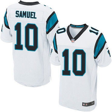 Nike Carolina Panthers #10 Curtis Samuel White Men’s Stitched NFL Elite Jersey