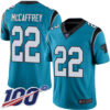 Panthers #22 Christian McCaffrey Blue Men’s Stitched Football Limited Rush 100th Season Jersey