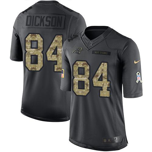 Nike Panthers #84 Ed Dickson Black Men’s Stitched NFL Limited 2016 Salute to Service Jersey