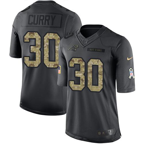Nike Panthers #30 Stephen Curry Black Men’s Stitched NFL Limited 2016 Salute to Service Jersey