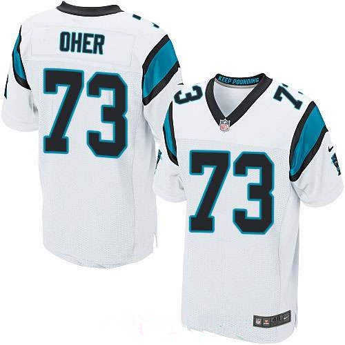 Men’s Carolina Panthers #73 Michael Oher White Road Stitched NFL Nike Elite Jersey
