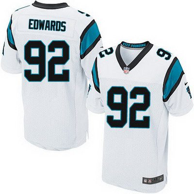 Men’s Carolina Panthers #92 Dwan Edwards White Road NFL Nike Elite Jersey