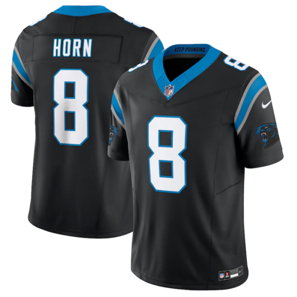 Men’s Carolina Panthers #8 Jaycee Horn Black 2023 F.U.S.E. Vapor Untouchable Stitched Football Jersey