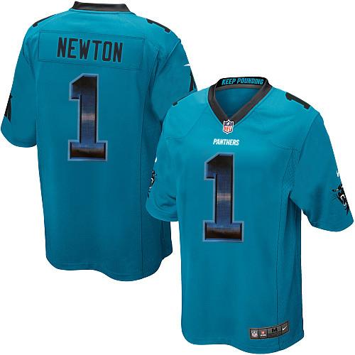 Nike Panthers #1 Cam Newton Blue Alternate Men’s Stitched NFL Limited Strobe Jersey