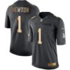 Nike Panthers #1 Cam Newton Black Men’s Stitched NFL Limited Gold Salute To Service Jersey