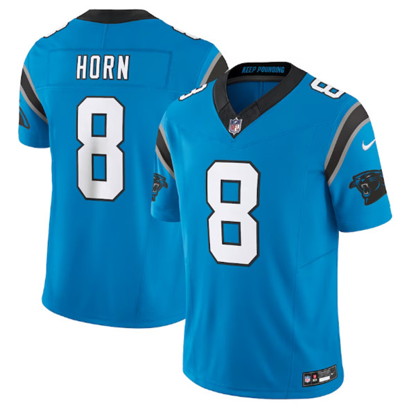 Men’s Carolina Panthers #8 Jaycee Horn Blue 2023 F.U.S.E. Vapor Untouchable Stitched Football Jersey