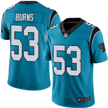 Panthers #53 Brian Burns Blue Men’s Stitched Football Limited Rush Jersey