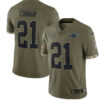 Men’s Carolina Panthers #21 Jeremy Chinn 2022 Olive Salute To Service Limited Stitched Jersey