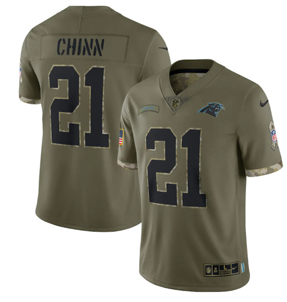 Men’s Carolina Panthers #21 Jeremy Chinn 2022 Olive Salute To Service Limited Stitched Jersey