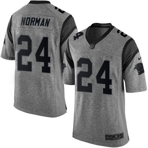 Nike Panthers #24 Josh Norman Gray Men’s Stitched NFL Limited Gridiron Gray Jersey