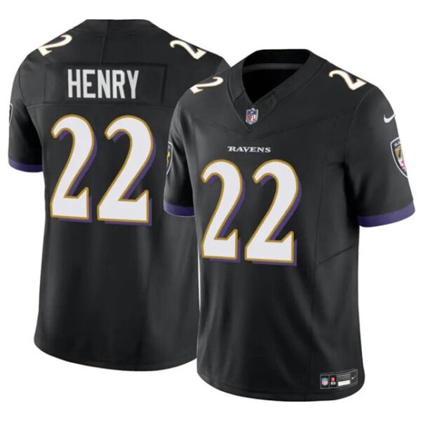 Baltimore Ravens #22 Derrick Henry 2023 FUSE Black Vapor Limited Football Jersey