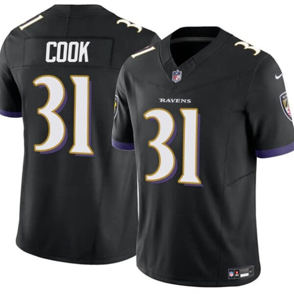 Baltimore Ravens #31 Dalvin Cook Black 2024 FUSE Stitched Jersey