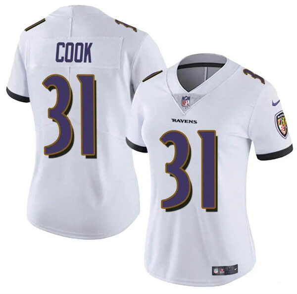 Baltimore Ravens #31 Dalvin Cook White Football Jersey