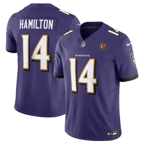 Baltimore Ravens #14 Kyle Hamilton Purple 2023 FUSE With John Madden Patch Vapor Jersey