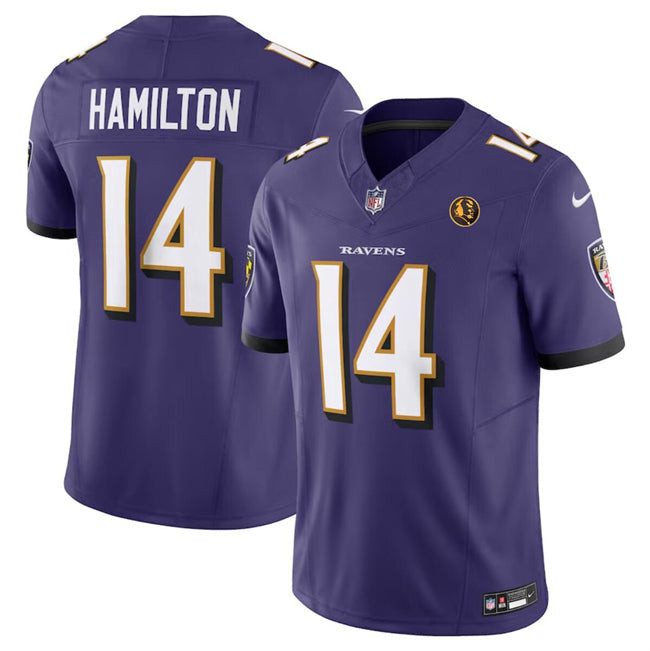 Baltimore Ravens #14 Kyle Hamilton Purple 2023 FUSE With John Madden Patch Vapor Jersey