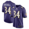 Baltimore Ravens #34 Keaton Mitchell Game Jersey – Purple