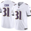 Baltimore Ravens #31 Dalvin Cook White 2024 FUSE Stitched Jersey