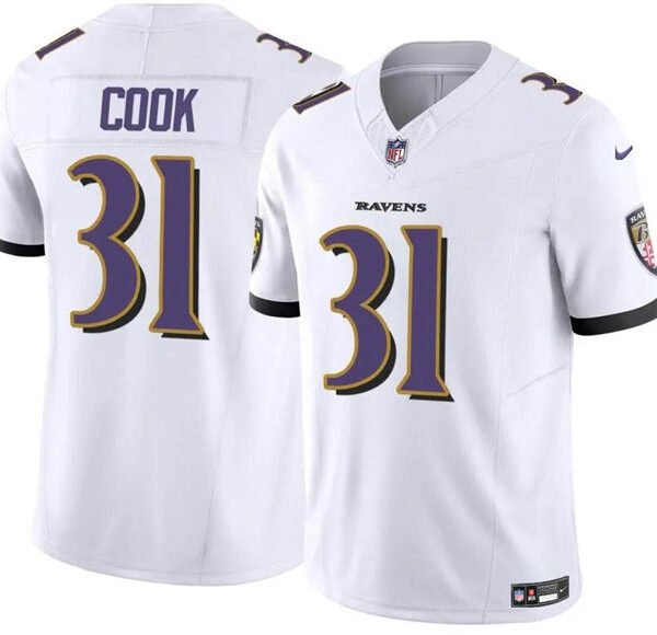 Baltimore Ravens #31 Dalvin Cook White 2024 FUSE Stitched Jersey