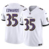Baltimore Ravens #35 Gus Edwards White 2023 FUSE Vapor Limited Football Jersey