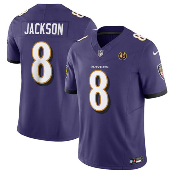Baltimore Ravens #8 Lamar Jackson Purple 2023 FUSE With John Madden Jersey