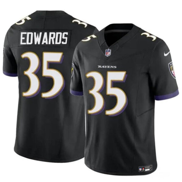 Baltimore Ravens #35 Gus Edwards Black 2023 FUSE Vapor Limited Football Jersey
