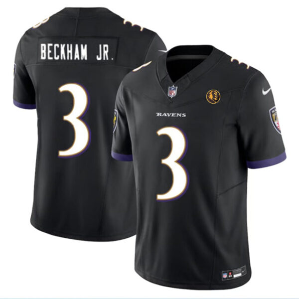 Baltimore Ravens #3 Odell Beckham Jr Black 2023 FUSE With John Madden Patch Vapor Jersey