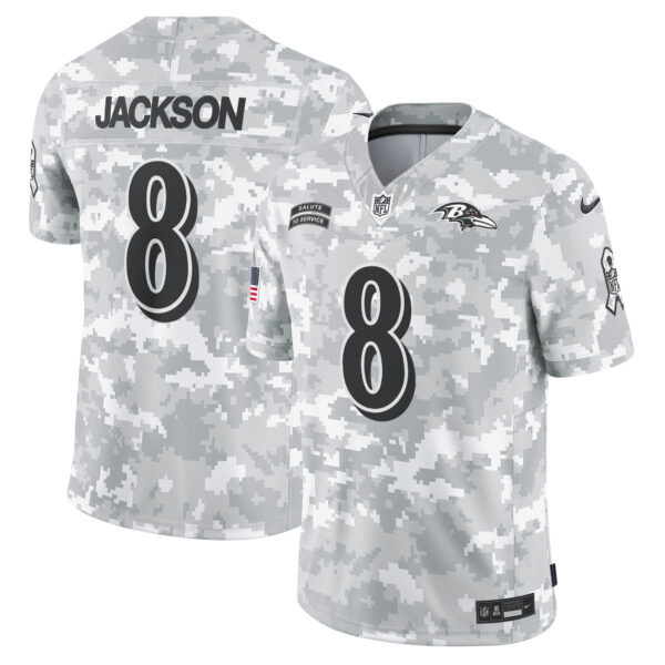 Lamar Jackson Baltimore Ravens Nike 2024 Salute To Service Limited Jersey Arctic Camo