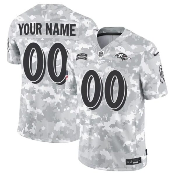 Baltimore Ravens Active Player Custom 2024 FUSE Arctic Camo Salute To Service Limited Football Jersey