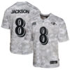 Lamar Jackson Baltimore Ravens Youth 2024 Salute To Service Game Jersey Arctic Camo