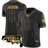 Men’s Ravens Maryland Patch Vapor Gold Jersey – All Stitched – Black Gold – Lamar Jackson