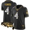 Men’s Ravens Maryland Patch Vapor Gold Jersey – All Stitched – Black Limited – Zay Flowers