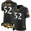 Men’s Ravens Maryland Patch Vapor Gold Jersey – All Stitched – Black Limited – Ray Lewis