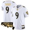 Men’s Ravens Maryland Patch Vapor Gold Jersey – All Stitched – White Gold – Justin Tucker