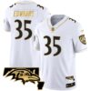 Men’s Ravens Maryland Patch Vapor Gold Jersey – All Stitched – White Gold – Gus Edwards
