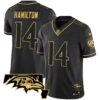 Men’s Ravens Maryland Patch Vapor Gold Jersey – All Stitched – Black Gold – Kyle Hamilton