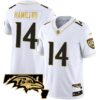 Men’s Ravens Maryland Patch Vapor Gold Jersey – All Stitched – White Gold – Kyle Hamilton