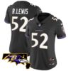 Women’s Ravens Maryland Patch Vapor Limited Jersey – All Stitched – Black – Ray Lewis
