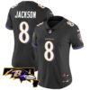 Women’s Ravens Maryland Patch Vapor Limited Jersey – All Stitched – Black – Lamar Jackson
