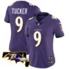 Women’s Ravens Maryland Patch Vapor Limited Jersey – All Stitched – Purple – Justin Tucker