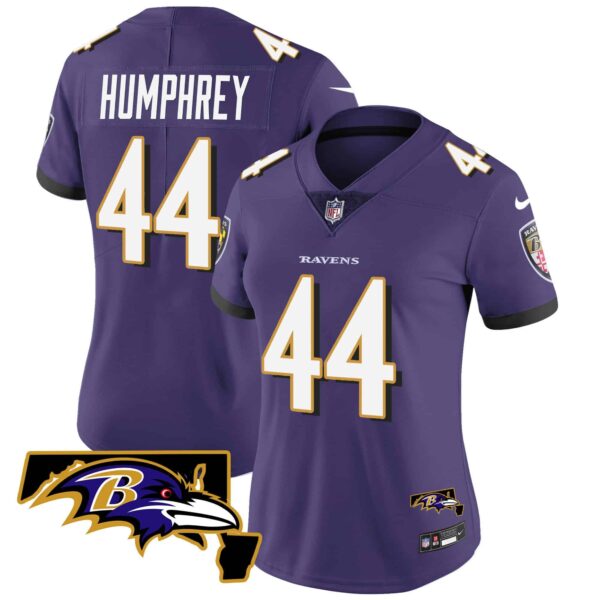 Women’s Ravens Maryland Patch Vapor Limited Jersey – All Stitched – Purple – Marlon Humphrey